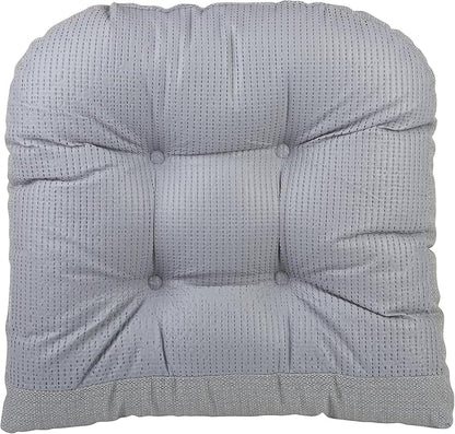 Klear Vu Gripper Overstuffed Universal Non-Slip Dining Chair Cushions for Kitchen Decor or Office Use, U-Shaped Skid-Proof Seat Pad, 17x17 Inches, 2 Count (Pack of 1), Solid Gray