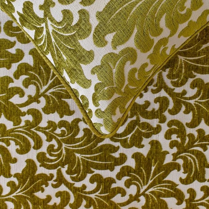 The HomeCentric King/Queen/Twin Chartreuse Designer Full 68"x18" Bed Runner Without Pillow Cover, Velvet, Floral Pattern Bed Scarf on Velvet Fabric - Enchanted Chartreuse