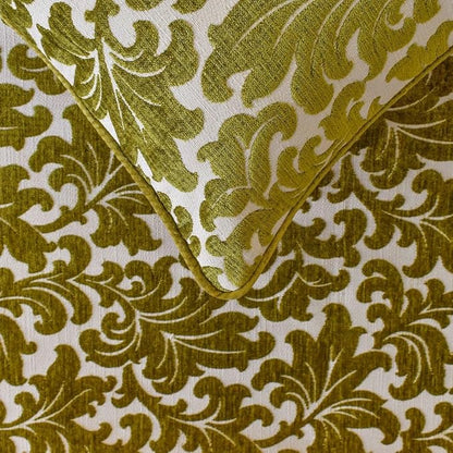 The HomeCentric King/Queen/Twin Chartreuse Decorative Full 68"x18" Bed Runner with Pillow Cover, Velvet, Floral Pattern Bed Scarf on Velvet Fabric - Enchanted Chartreuse
