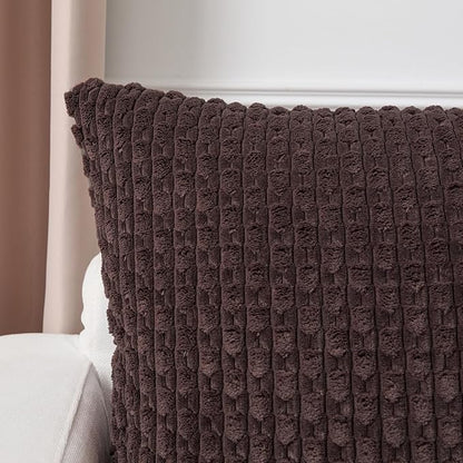 Kevin Textile 20x54 Inch Long Body Lumbar 1 Pack Boho Decorative Throw Pillow Cover Soft Striped Corduroy Rectangle Cushion Case Farmhouse Accent for Living Room Couch Sofa Bed, Coffee