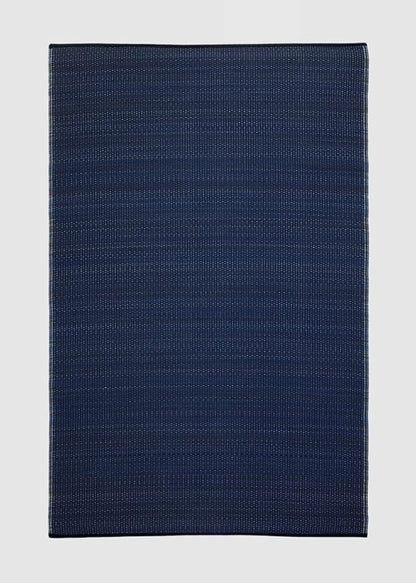 Fab Habitat Outdoor Rug - Waterproof, Fade Resistant, Crease-Free - Premium Recycled Plastic - Striped - Patio, Deck, Porch, Balcony, Laundry Room - Cancun - Shadow Blue - 4 x 6 ft