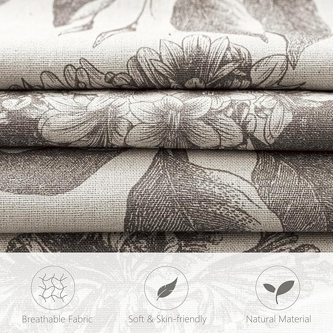 Foindtower Set of 2 Linen Floral Vintage Throw Pillow Covers Neutral Accent Decorative Cushion Covers Farmhouse Boho Home Decor for Sofa Chair Couch Bedroom Living Room,18×18 Inch,Light Gray