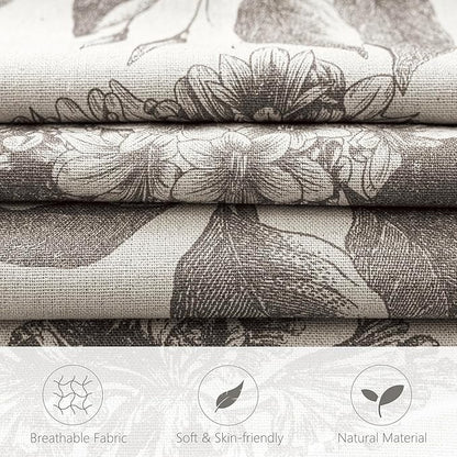 Foindtower Set of 2 Linen Floral Vintage Throw Pillow Covers Neutral Accent Decorative Cushion Covers Farmhouse Boho Home Decor for Sofa Chair Couch Bedroom Living Room,18×18 Inch,Light Gray