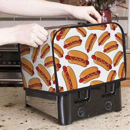 Fun Hot Dog Food 2 Slice Toaster Cover, Waterproof Toaster Dust Cover Bread Maker Protective For Small Kitchen Appliance Dining Room Home Table Decor Gifts