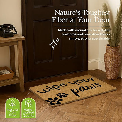 Coir Door Mats 17" X 30", Non-Slip Sturdy, PVC Backed Heavy Duty, Easy to Clean, Ideal for Door Entrance, Patio, Porch, Backyard, Garages, Wipe Your Paws