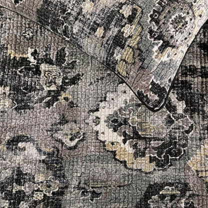 The HomeCentric Handmade Black & Grey Twin 53 x 18 inch Bed Runner with 2 Matching Pillow Cover, Velvet Damask with Tassels Bed Scarf, Abstract Modern - Paved Damask