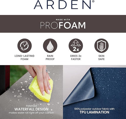 Arden Foam Outdoor Round Back Seat Cushion, 20 x 19, Made with ProFoam, Rain-Proof, Fade Resistant, Sapphire Blue Ridge Paisley