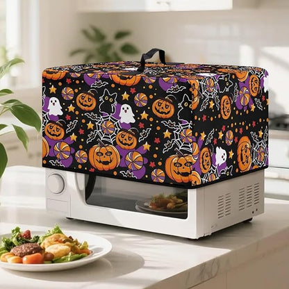 Microwave Oven Grill Cover, Halloween Pumpkin Waterproof Heat-Resistant Anti-Scratch Protective Cover Case for Countertop Microwave Oven Stylish Microwaves Ovens Covers