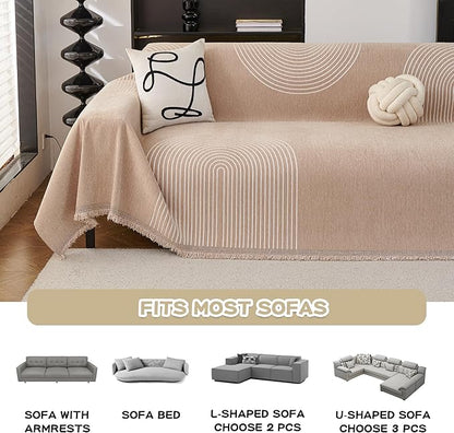MEETSKY Couch Cover Sofa Cover Washable,Chenille Sofa Covers for 2 Cushion Couch Sofa, Sofa Slipcover Loveseat Pet Couch Covers for Sectional Sofa, 71" X118"