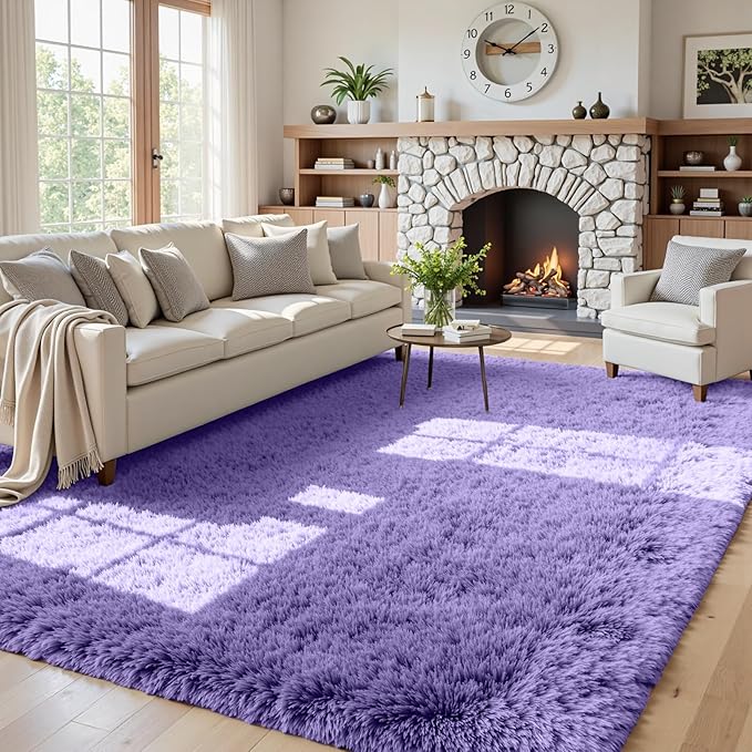 5x7 Area Rugs for Living Room Rug: Soft Fluffy Shag Purple Rugs for Bedroom, Non-Slip Large Fuzzy Plush Rug Indoor Floor Carpet for Nursery Kids Boys Girls Room, Dorms, Playroom, Modern Home Decor