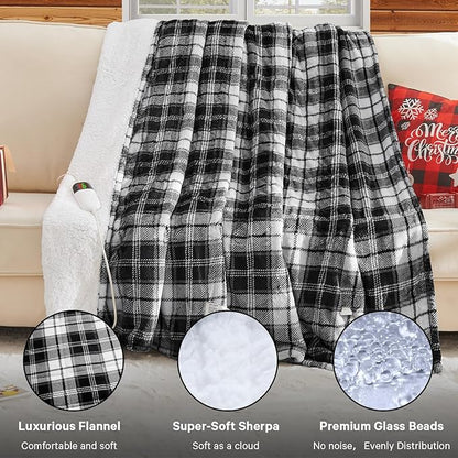 Grey Heated Weighted Blanket for Adults 20Lbs Queen Size 60"x80", 2-in-1 Electric Heating Pad Lap Heavy Blanket for 190-210lbs for Couch, 10 Level 1-8H Auto Off, Birthday Gifts for Men Dad Boyfriend