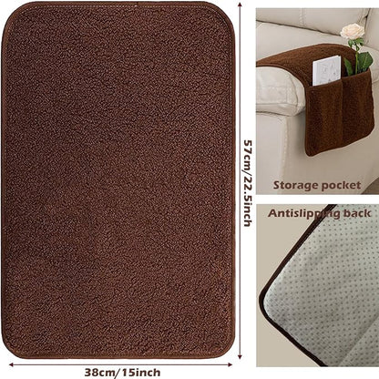 Armrest Cover, Recliner Chair Protector, Furniture Protector Slip, Side Storage Pocket, Stretch Armchair Couch Arm Rest Cover for Recliner, Chair, Sofa (Wine Red,2 Seater(4pcs))