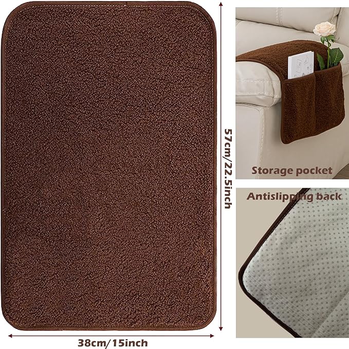 Armrest Cover, Recliner Chair Protector, Furniture Protector Slip, Side Storage Pocket, Stretch Armchair Couch Arm Rest Cover for Recliner, Chair, Sofa (Beige,1 Seater(3pcs))
