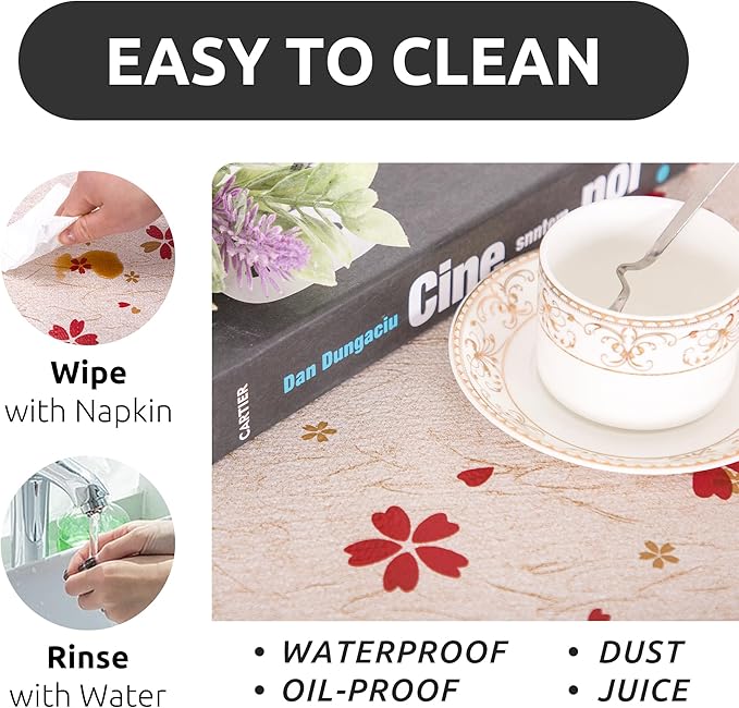 RAY STAR 12X120 Inch Shelf Liner for Kitchen Cabinets, Non-Adhesive Cabinet Liner Washable, PVC Drawer Liner for Dresser Non-Slip Bathroom (Red Floral)(1 Roll)