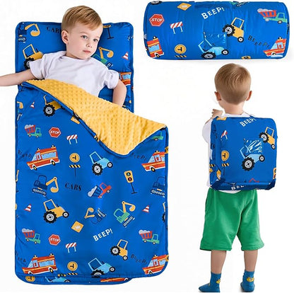 DJY Toddler Nap Mat,Kid Slumber Bag with Removable Pillow & Minky Blanket,Soft Sleeping Mat Perfect for Daycare,Preschool,Kindergarten,Travel