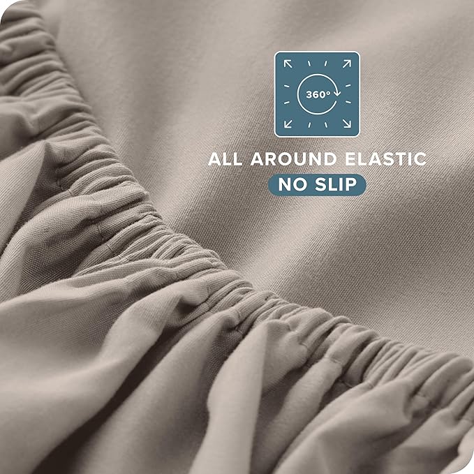 Bare Home Ultra-Soft King Sheet Set - Luxury 1800 - Hydro-Brushed - Deep Pockets - Easy Fit - 4 Piece Set - Bedding Sheets & Pillowcases (King, Khaki)
