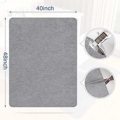 Corduroy Office Chair Mat for Hardwood Floor, 55"x35" Desk Chair Rug for Rolling Chair, Large Anti-Slip Backing Low-Pile Rug Floor Mat for Office/Home Light Grey