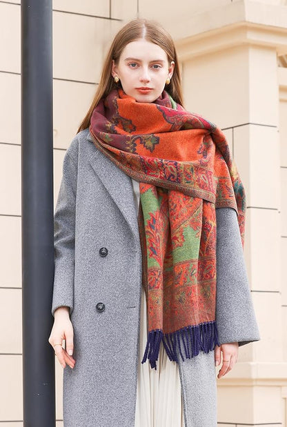 Wander Agio Warm Fashion Scarf Long Shawl Large Blanket Winter Wraps Scarves for Women Cashmere Jacquard Vintage Paisley