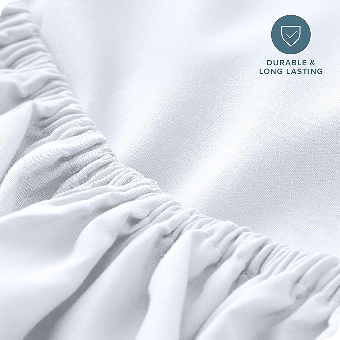 Bare Home Fitted Bottom Sheet Split Queen Size - Premium 1800 Microfiber - Ultra-Soft Hotel Luxury - Deep Pocket - Durable and Long Lasting (Split Queen, White)