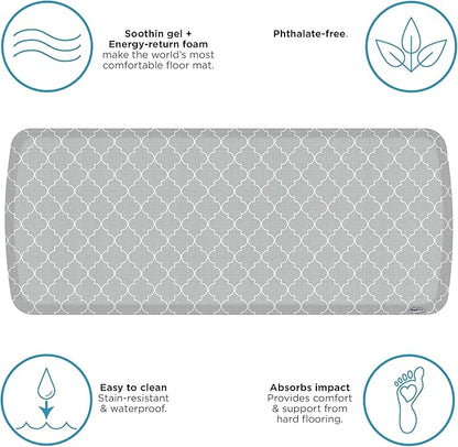 GelPro Elite Premier Anti-Fatigue Kitchen Comfort Floor Mat, 20x48, Lattice Light Grey Stain Resistant Surface with Therapeutic Gel and Energy-Return Foam for Health & Wellness