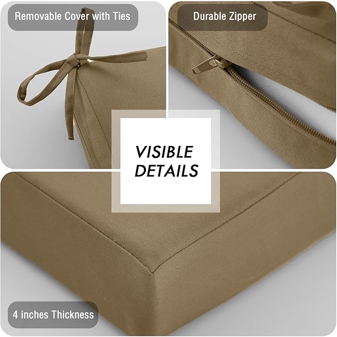idee-home Outdoor Cushions for Patio Furniture, Outdoor Seat Cushion, Waterproof Couch Hampton Bay Deep Seat Replacement Chair Cushions for Garden Lawn Backyard Deck, 28.5 x 28.5