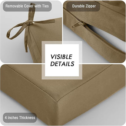idee-home Outdoor Cushions for Patio Furniture, Outdoor Seat Cushion, Waterproof Couch Hampton Bay Deep Seat Replacement Chair Cushions for Garden Lawn Backyard Deck, 24 x 26