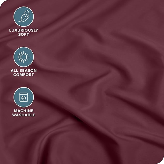 Bare Home Fitted Bottom Sheet Full Size - Premium 1800 Microfiber - Ultra-Soft Hotel Luxury - Deep Pocket - Durable and Long Lasting - Fitted Sheet (Full, Burgundy)