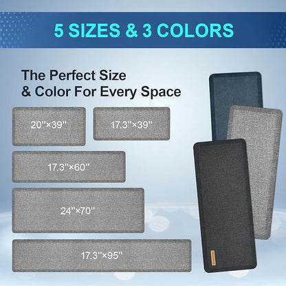 Anti Slip 7/8 inchs Anti Fatigue Kitchen Floor Mat, Ergonomic Comfort Standing Mat, Waterproof Kitchen Runner for Home, Kitchen, Office, Laundry, Garage (Light Gray, 17.3" x 39" -0.87")