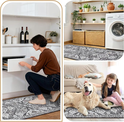 Ileading Anti Fatigue Kitchen Rugs Sets of 2 Cushioned Kitchen Mats for Floor Waterproof Kitchen Mat Set Non Slip Comfort Standing Mat for Kitchen, Office, Sink, Laundry