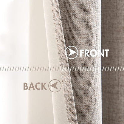 MIULEE Blackout Curtains for Bedroom Linen Texture Solid Thermal Insulated Natural Khaki Grommet Room Darkening Curtains & Drapes Luxury Decor for Living Room Nursery 52x72 Inch (2 Panels)