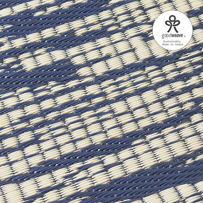 Fab Habitat Outdoor Rug - Waterproof, Fade Resistant, Crease-Free - Premium Recycled Plastic - Distressed Abstract Stripes - Patio, Deck, Porch, Balcony, Laundry Room - Brooklyn - Blue - 4 x 6 ft