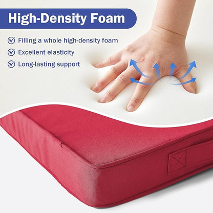Outdoor Chair Cushions, Christmas Red Patio Chair Cushions 19x19x3 Inch, Waterproof Outdoor Cushions with Removable Cover for Sofa, Fade Resistant Patio Cushions for Outdoor Furniture