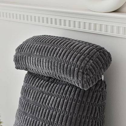 WERDIM Reading Pillow with Detachable Neck Roll, Large Back Pillow for Sitting Up in Bed Couch, Adult Bed Rest Pillow with Arms for Reading/Watching TV/Gaming, Dark Grey