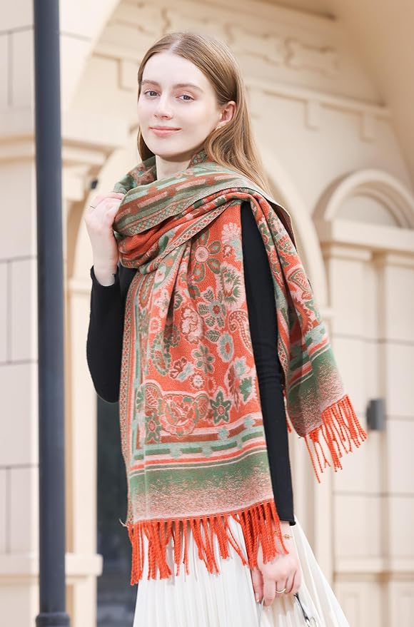 Wander Agio Warm Fashion Scarf Long Shawl Large Blanket Winter Wraps Scarves for Women Cashmere Jacquard Vintage Paisley