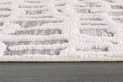 Beverly Rug Micro Loop Area Rug Gray/White 8x10 Abstract Modern Luxury Irregular Grid Durable Soft Indoor Rugs for Living Dining Room Office Stain Resistant Non Shedding Casual Indoor Carpet 8 x 10