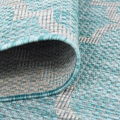 Unique Loom Outdoor Trellis Collection Area Rug (7' 10" Square, Aquamarine/ Gray)