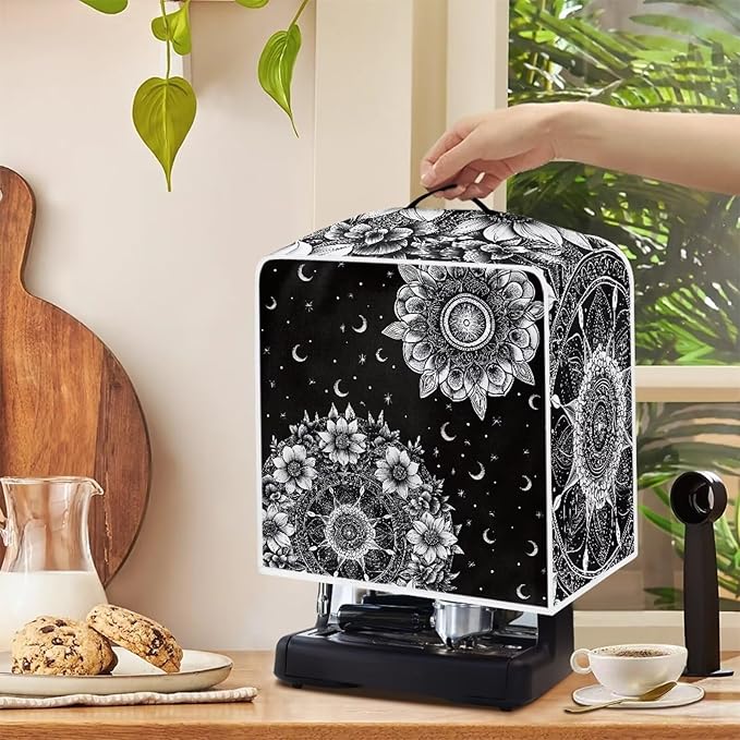 Mandala Sun Moon Coffee Machines Covers - Dust Resistant Protective Covers For Coffee Makers, Blender, Mixer, Juice Machine - Dust Proof, Washable