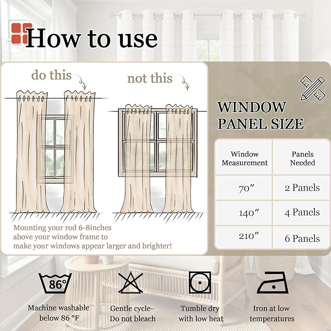 Grey Linen Blackout Curtains for Living Room - Plaid Patterned Curtains 72 Inch Long, Boho Black Out Thermal Insulated Drapes for Bedroom Grommet Style 52x72 Inch 2 Panels