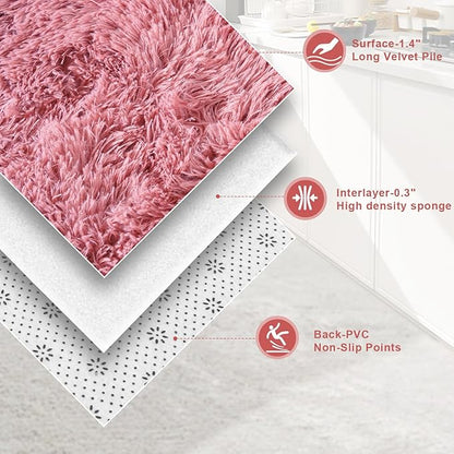 9x12 Ultra Soft Shag Area Rug for Living Room and Bedroom - Plush Modern Floor Carpet for Home Decor, Blush