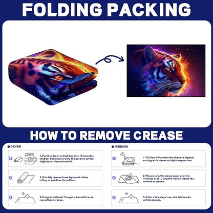 Galaxy Tiger Rug 3D Fierce Tigers Area Rugs for Bedroom Living Room Playroom Gameroom Boys Kids Fire Glitter Carpet Throw Rugs Floor Mat 47 in X 31 in