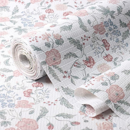 Floral Drawer and Shelf Liner for Cabinets, Non-Adhesive and Strong Non-Slip Shelf Cabinet Drawer Liners for Kitchen, Table,Bookshelves,Waterproof Cupboard Liners,Easy to Clean,12IN x 10FT