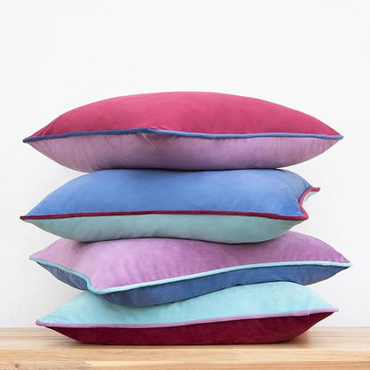 MONDAY MOOSE Decorative Throw Pillow Covers Cushion Cases, Set of 4 Soft Velvet Modern Double-Sided Designs, Mix and Match for Home Decor, Pillow Inserts Not Included (20x20 inch, Purple/Blue)