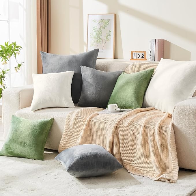 BEDELITE Velvet Pillow Covers 18x18 with Zipper, 2 Pack Super Soft Square Pillow Covers for Bedroom, Sofa, Couch,Luxury Cozy Fleece Pillowcases for All Seasons(18x18 Inches, Gray)