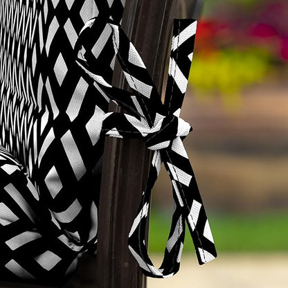 Arden Outdoor Midback Chair Cushion, 18 x 16.5, Rain-Proof, Fade Resistant Black Demi Tile