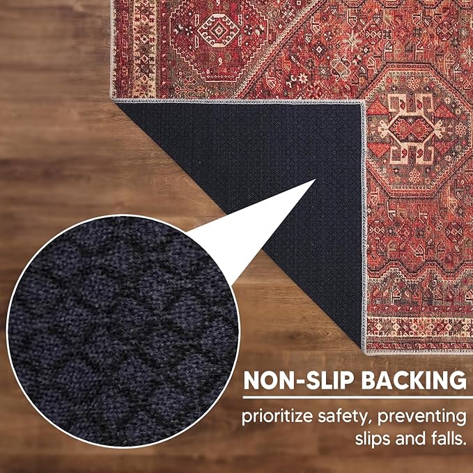 Keen Home Design 2x10 Rug - Machine Washable Runner Rug with Non-Slip Backing, Ideal for Hallway, Entryway, Kitchen, Laundry Room - Vintage, Easy Clean, Durable, Low Pile - (2'6" x 10')
