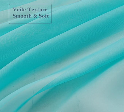 PI Teal Sheer Curtains with Grommet,Airy Voile Textured,Elegant Window Drapery for Kids Room/Study 2 Panels (W52 X L72, Lake Blue)