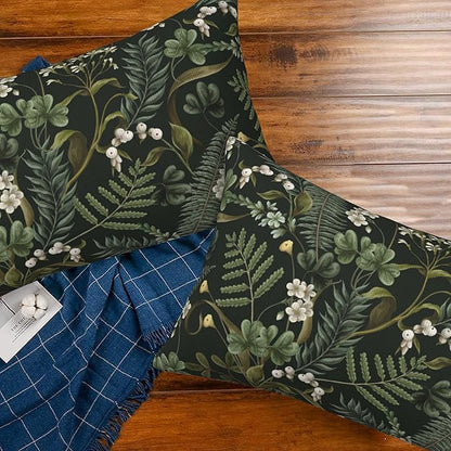 Spring Floral Throw Pillow Covers Set of 2 Green Herbs Botanical Pillow Covers 20x12 Inch Modern Farmhouse Home Decorative Pillow Cases Cushion Cover for Sofa Living Room Office