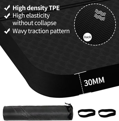 nuveti Large Exercise Mat - 15mm/20mm/30mm Thick Yoga Mat | Workout Mat for Fitness, Yoga, Pilates, Stretching & Floor Exercises for Women & Men with Free Carrying Bag