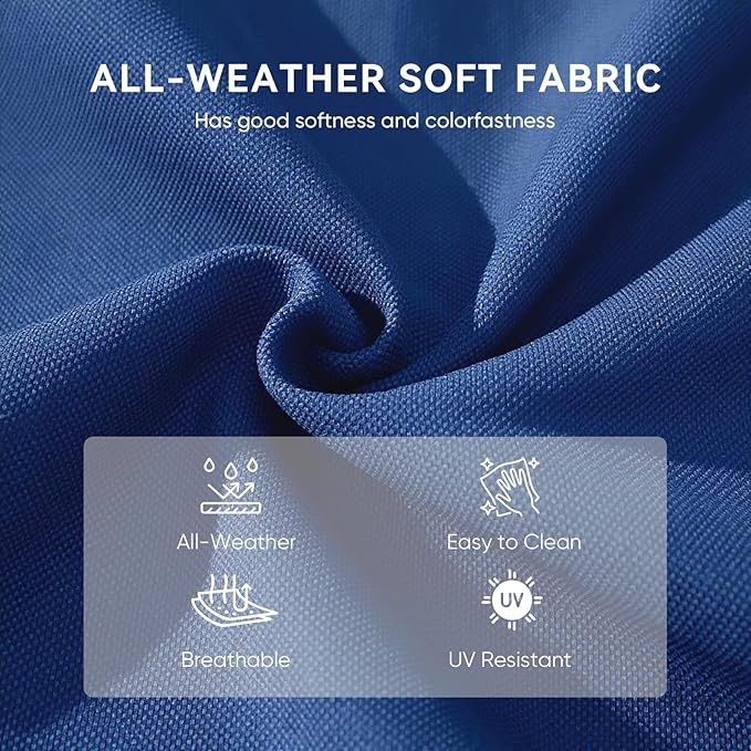 Patio Chair Cushions 5 Packs - Outside 22x24 High Back Water-Resistant Cushion with Zipper Cover for Outdoor Glider Rocking Chairs Loveseat 3-seat Couch Sofa – Blue/Regular
