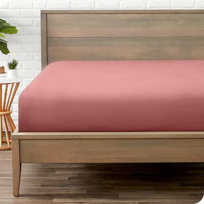Bare Home Fitted Bottom Sheet King Size - Premium 1800 Microfiber - Ultra-Soft Hotel Luxury - Deep Pocket - Durable and Long Lasting (King, Dusty Rose)